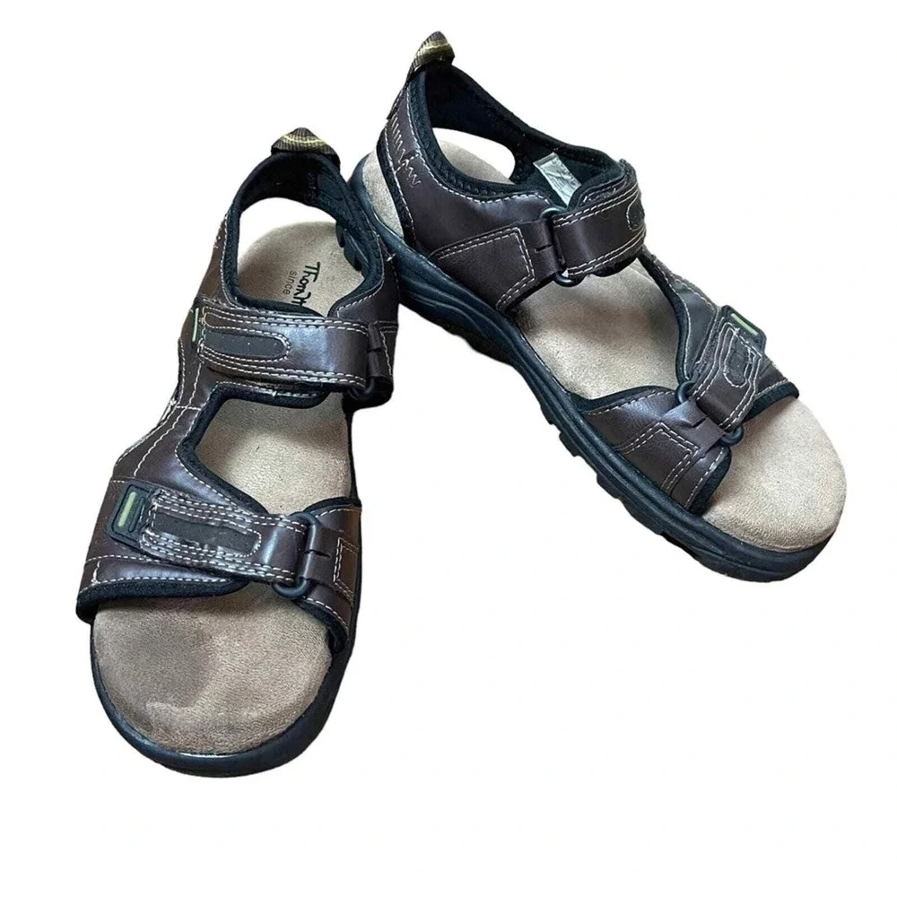 Thom McAn Daniel MemoTech Beach Activewear Sandals Men's 9 Dark Brown & Black
